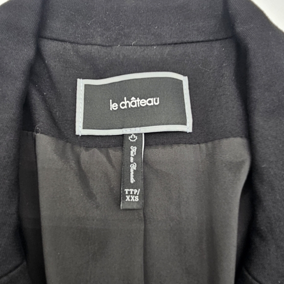 Women's Fitted Tuxedo Black Blazer, Le Chateau, XXS - Picture 12 of 16